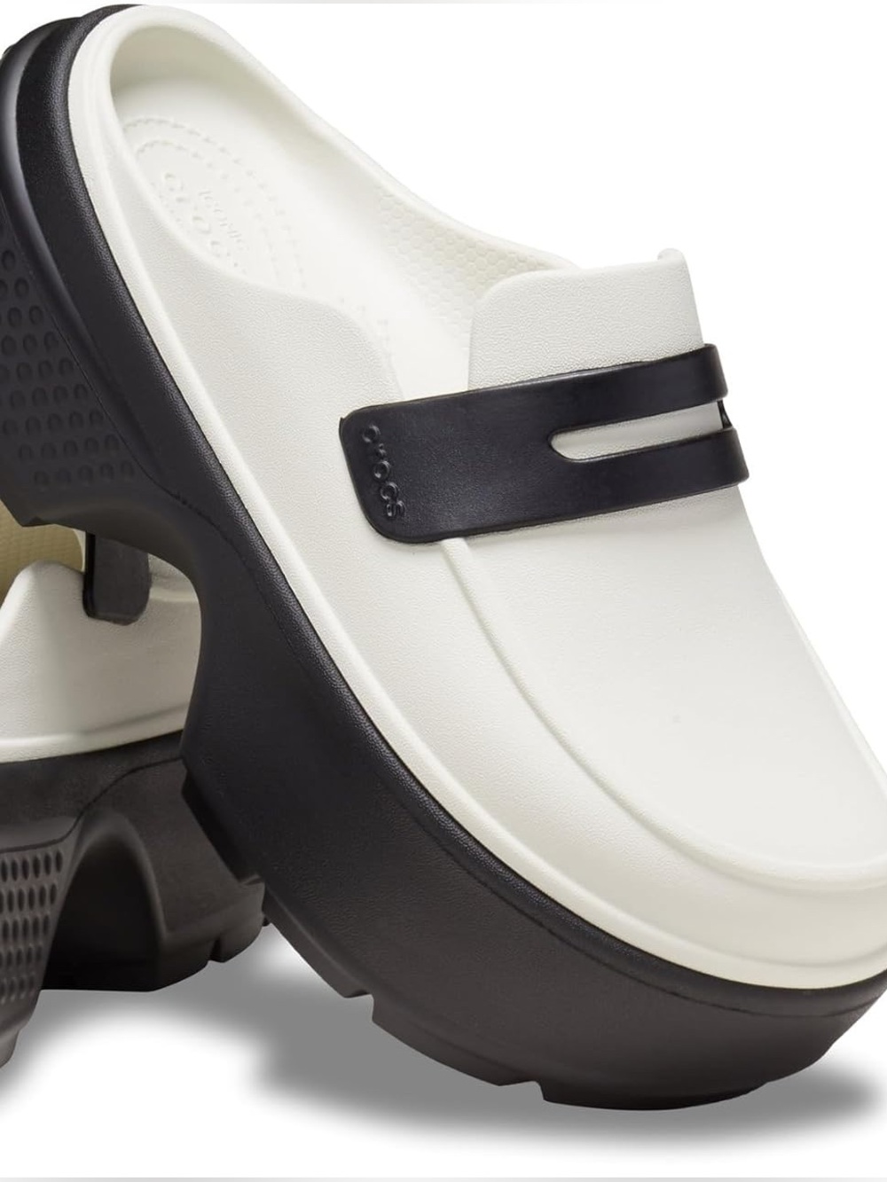Crocs stomp loafer penny Platform Clog Shoes White Black Women's size 9 men’s 7
